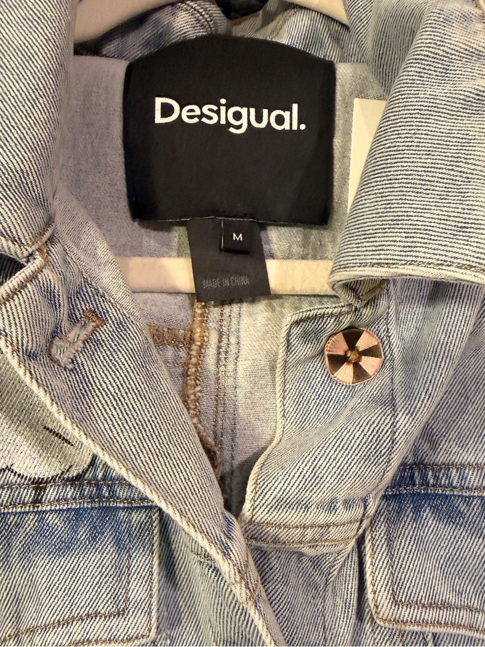Desigual x Mickey Mouse Embroidered Mixed Media Denim Hooded Jacket Medium - Picture 11 of 13